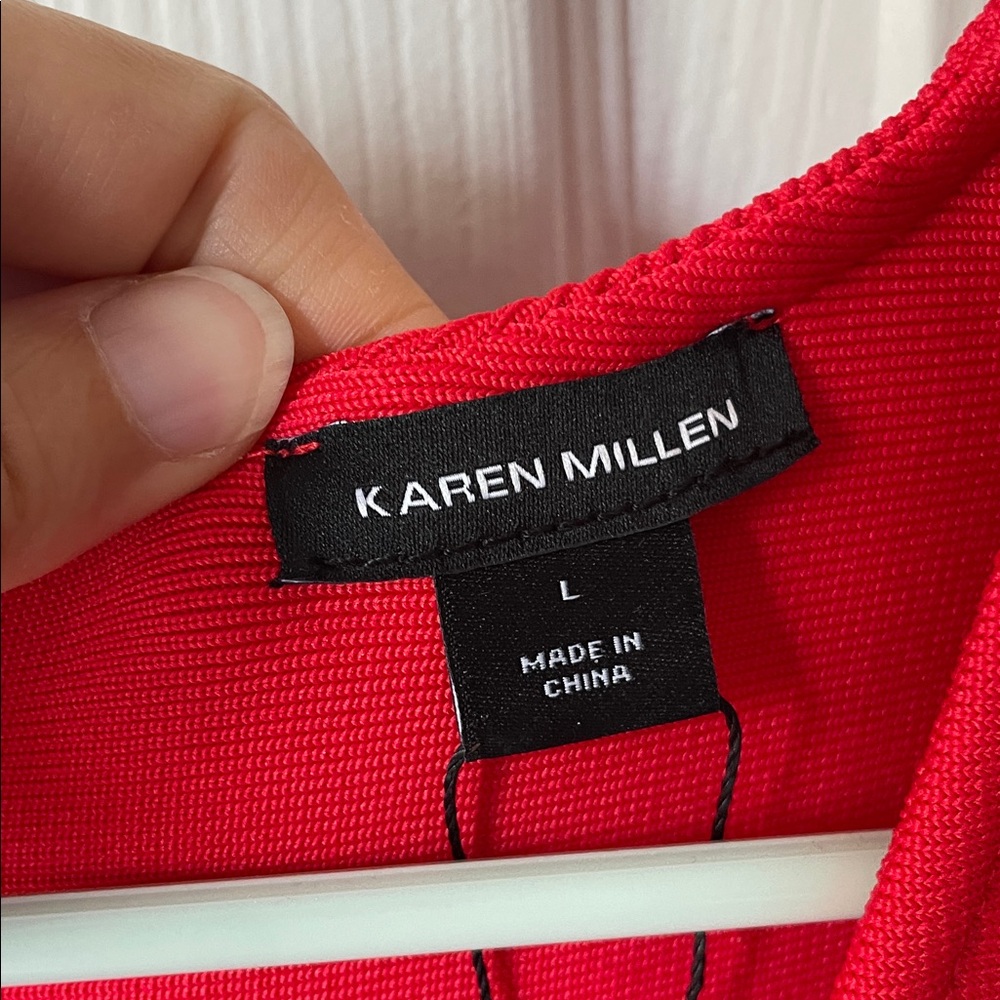 KAREN MILLEN Embellished Bandage Figure Form Knit Sleeveless Midaxi Dress Red L - Picture 12 of 17